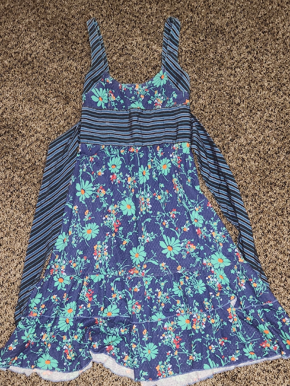 Free People Navy Blue Striped Floral Dress